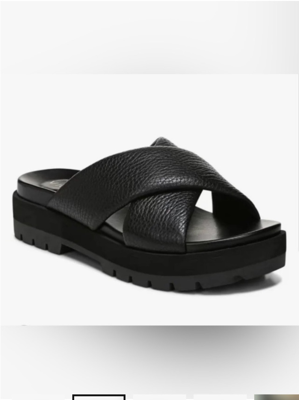 Vionic Vesta Black Crisscross Platform  Leather Slide Sandal - Women NWOT size 9